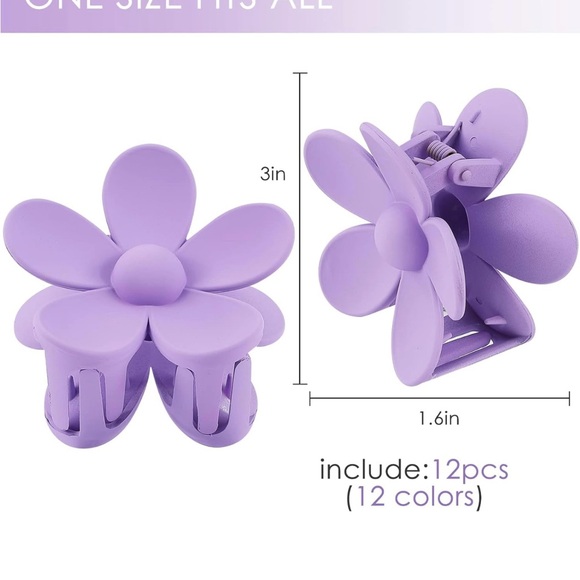 Set of 12 Vibrant Flower Hair Clips Collection - Picture 4 of 5